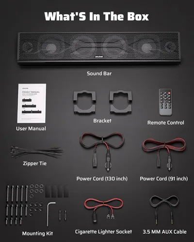 Miniatura 7 de Ehaho Barra de sonido UTV de 25 pulgadas, IP66 impermeable Bluetooth barra de sonido para carrito de golf, barra de sonido ATV con iluminación RGB