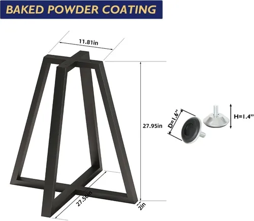 Miniatura 6 de FUSHIAIPTC Patas de metal para mesa auxiliar de 28 pulgadas, patas de mesa de comedor resistentes de 800 libras con ventosas y agujeros