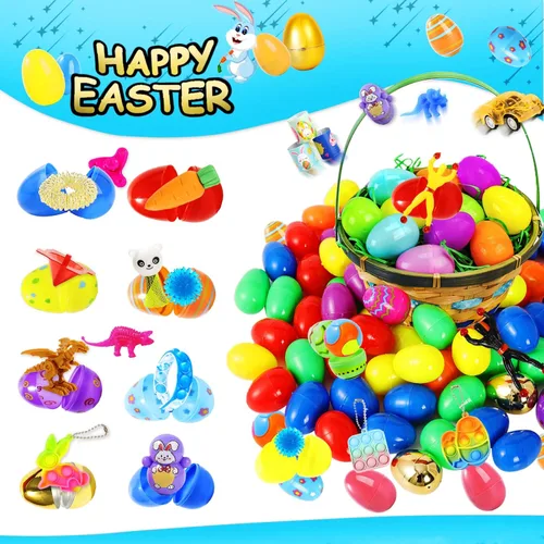 Miniatura 4 de 168 huevos de Pascua precargados con juguetes en el interior, regalos de cesta de Pascua en huevos sorpresa, juguetes de Pascua a granel, premios