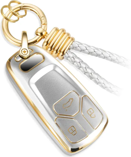 Miniatura 8 de Funda para llavero Nissan con llavero de cuerda trenzada de metal de lujo, funda suave mejorada para llave Nissan (solo 3 botones)