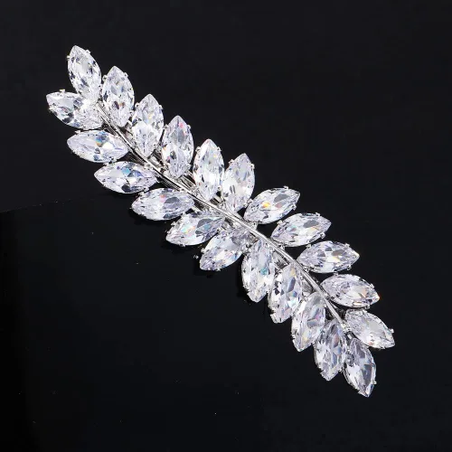 Miniatura 3 de Xerling Pasadores franceses de diamantes de imitación para el cabello, accesorios automáticos para el cabello, clips de resorte para el cabello