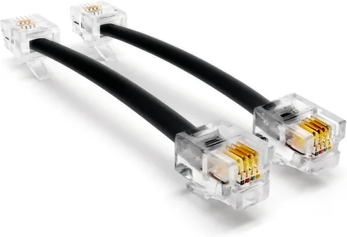Paquete de 2 cables telefónicos de 3 pulgadas, grado profesional, fabricado en Estados Unidos, enchufes RJ11 macho 6P4C con contactos dorados de 50