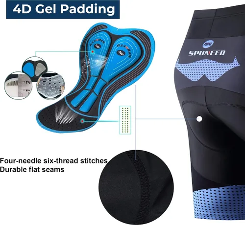 Miniatura 33 de sponeed Pantalones cortos de ciclismo para hombre, pantalones acolchados para ciclismo, ropa de ciclismo