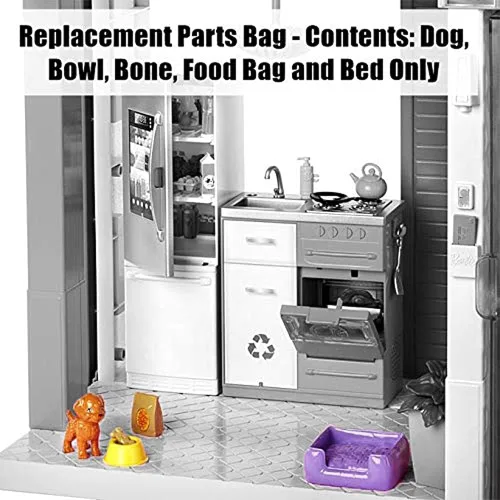 Miniatura 4 de Piezas de repuesto para la serie Barbie Dollhouse - Barbie Dreamhouse - FHY73 - Perro de repuesto, cuenco, hueso, bolsa de comida y cama