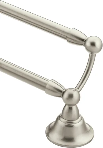 Moen Colección Sage, Barra Doble de Toallas de Baño de 24 Pulgadas, Níquel Cepillado Resistente a las Manchas, DN6822BN, Colgador de Baño de Pared