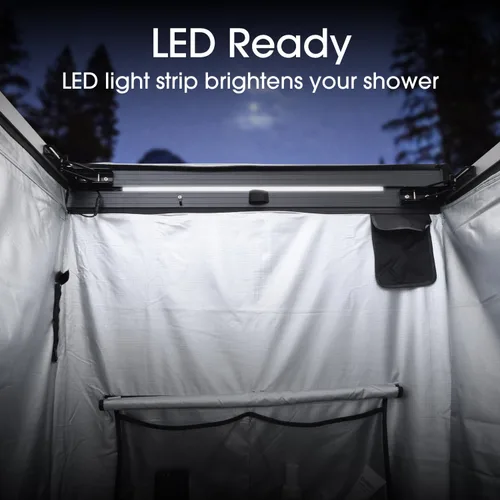 Miniatura 5 de Toldo de ducha con techo de 3 x 3 pies, luz LED para ducha lateral del vehículo, refugio de privacidad para campamento, baño, resistente a los rayos