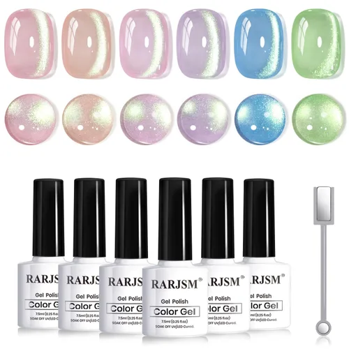 Miniatura 45 de RARJSM Juego de Esmaltes de Gel Nude Colección Jelly Pink de 6 Colores Naturales Transparentes Rosa Translúcido Lechoso Malva Morado Marrón Claro