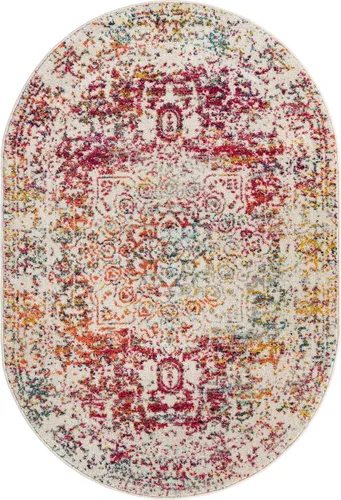 Miniatura 3 de Unique Loom Richmond Collection - Alfombra de área con medallón (4 pies 1 pulgada x 6 pies 1 pulgada, ovalada, multicolor claro/negro)