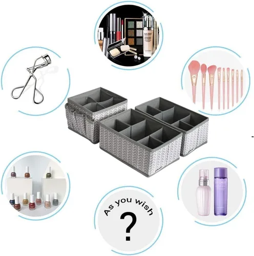Miniatura 6 de Contenedores de almacenamiento de cosméticos, organizador de maquillaje, caja de almacenamiento multifunción ajustable, divisor de cajón