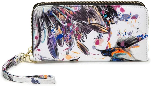 Miniatura 218 de Cartera de mano para mujer, estilo bohemio, con RFID, elegante, espaciosa con correa para viajes, capacidad para tarjetas, teléfono, dinero