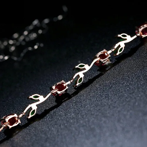Miniatura 7 de 18K Rose Gold-Plated Crystal Bracelet for Women Red & Green Shiny Gemstone Tennis Bracelet Diamond Bangle Bracelet for Girls Fashion Jewelry
