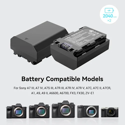 Miniatura 3 de SMALLRIG Juego de Cargador de Batería de Cámara de Reemplazo para NP-FZ100 A7 IV, A7R V, A7S III, Cargador de Batería de Doble Ranura para Sony A7R