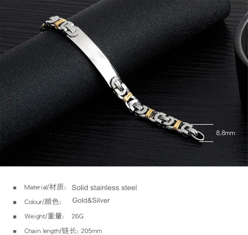 Miniatura 3 de Pulsera bizantina chapada en oro de acero inoxidable personalizado con alerta médica para la conciencia de enfermedades y enfermedades para mujeres
