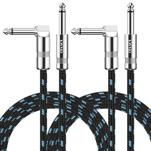 Miniatura 22 de Cable de Guitarra de 6 Pies Cable de Instrumento para Guitarra Eléctrica y Bajo, Teclado - Cable AMP de Ángulo Recto de 1/4 Pulgada, Negro
