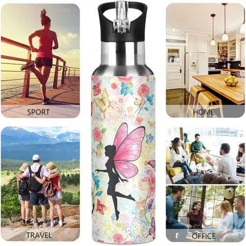 Miniatura 5 de Butterfly Wings Stainless Steel Vacuum Insulated Water Bottle 20 Oz Leakproof Water Bottles, BPA-Free Sport Water Bottle Insulated