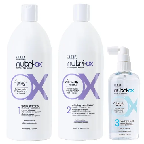 NUTRI-OX Champú suave, acondicionador y tónico | Cabello más grueso y de aspecto más completo | Cabello teñido | Menta | Probado clínicamente y