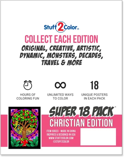 Miniatura 6 de Paquete de 18 pósteres de terciopelo difuso para colorear (edición cristiana), ideal para Pascua, regalo religioso, escuela dominical para niños