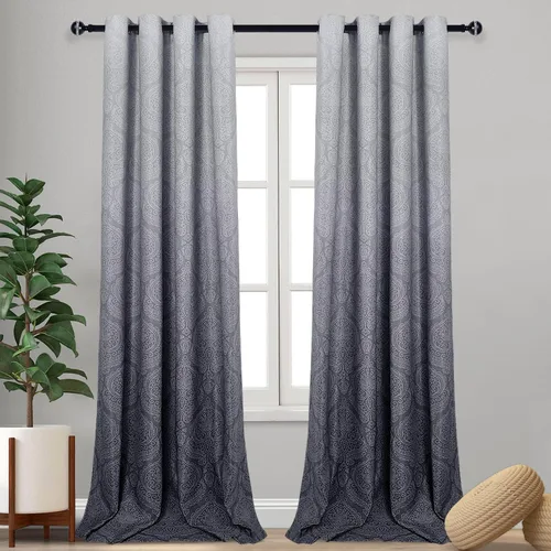 Miniatura 105 de DWCN - Cortinas blackout para dormitorio, diseño de damasco con aislamiento térmico y ojales, para sala de estar, juego de 2 paneles de cortina Gris
