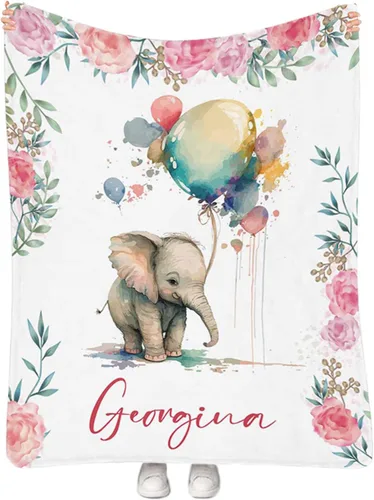 Miniatura 36 de Manta personalizada para niñas con nombre, manta personalizada de perezoso y mariposa, manta de forro polar suave para recién nacidos, baby shower