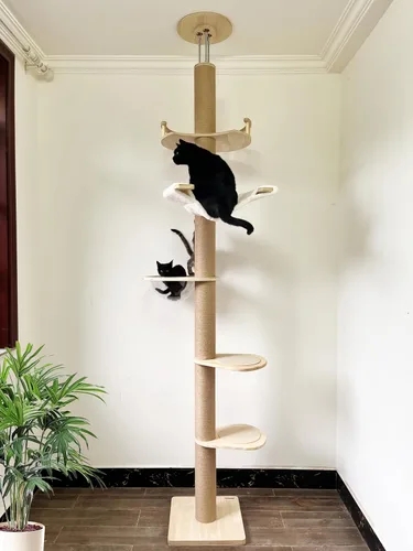 Miniatura 2 de Árboles para gatos de piso a techo para gatitos y gatos grandes con cuerda natural, árbol alto para gatos hasta el techo, altura ajustable de 82-112