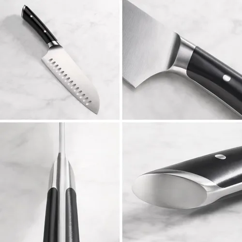 Miniatura 3 de Cangshan HELENA Serie Acero Alemán Forjado 7" Cuchillo Santoku (negro)