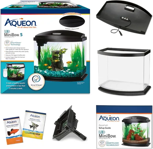 Miniatura 2 de Aqueon Kit de Acuario Pequeño LED MiniBow con Tecnología SmartClean, Azul, 1 Galón