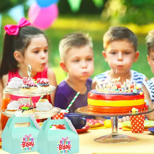 Miniatura 2 de Gable Treat - 30 cajas pequeñas de regalo, papel de estraza de cartón azul para regalo de fiesta, cajas de galletas de postre para cumpleaños, baby
