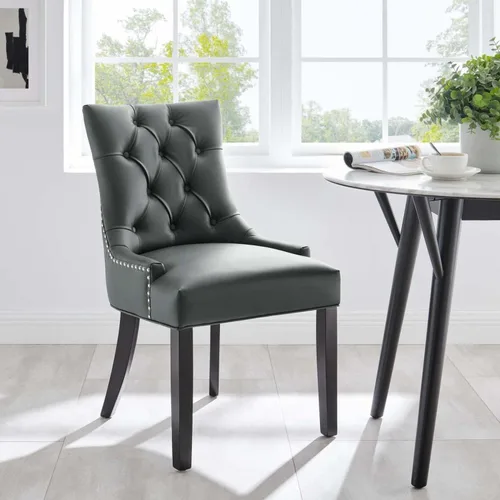 Miniatura 2 de Regent - Silla de comedor de cuero vegano copetudo en color gris
