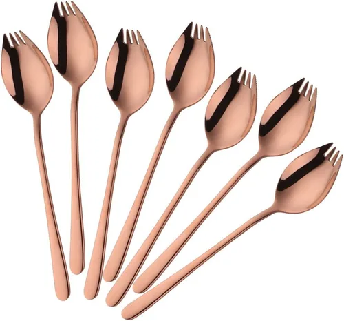 Miniatura 15 de Buyer Star Sporks - Juego de 6 tenedores de acero inoxidable 18/8 para uso diario en el hogar, 7.6 pulgadas, 1.6 onzas, cuchara para helado