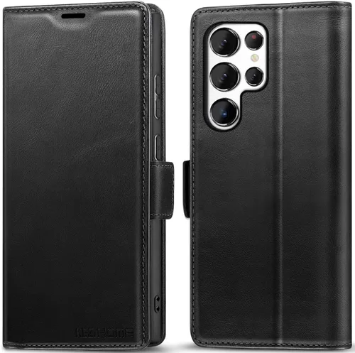 Miniatura 28 de KEZiHOME Funda para Galaxy S23 Ultra, de cuero genuino [bloqueo RFID], funda tipo cartera, ranura para tarjetas con tapa magnética y soporte