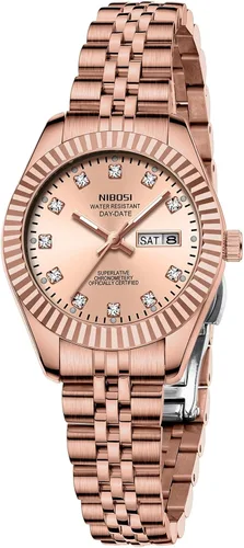 Miniatura 21 de NIBOSI Relojes para mujeres, reloj analógico de cuarzo, esfera de acero inoxidable con día y fecha, luminoso, impermeable, elegante, clásico