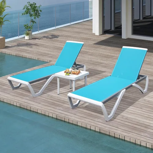 Miniatura 24 de Domi - Tumbona para exteriores, sillón ajustable de aluminio para patio, silla de piscina de plástico para terraza, césped, patio trasero