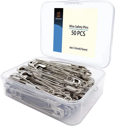 Miniatura 12 de 50 pasadores de seguridad, pasadores de seguridad de 3 pulgadas/2.992 in, acero niquelado de metal, accesorios de costura para ropa de bebé