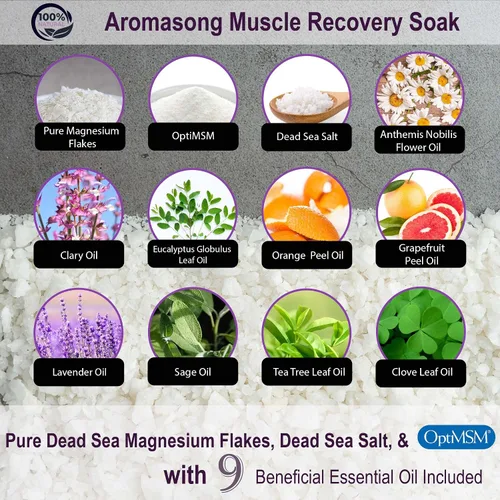 Miniatura 7 de Aromasong Sal orgánica del mar muerto de aloe vera de 19 libras + baño de recuperación muscular paquete de 3 libras – Hidratación calmante