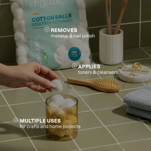Miniatura 6 de Cliganic Bolas de algodón orgánico súper jumbo (100 unidades), hipoalergénicas, absorbentes, de tamaño grande, 100% puro (el embalaje puede variar)