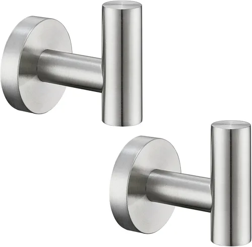 Miniatura 19 de Gancho de Toalla Angle Simple 2 Piezas, Oro y Negro, Soporte de Acero Inoxidable para Baño y Bata, Cuchillo Redondo para Toalla de Mano, Montado