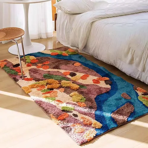 Miniatura 23 de Alfombra de musgo estéreo 3D irregulares con flores naturales, margaritas y musgo, para sala de estar, dormitorio, decoración estética del hogar