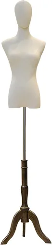Cuerpo de maniquí femenino con soporte de trípode de madera, altura ajustable de 47.2 a 82.6 pulgadas, forma de vestido de torso de costura para