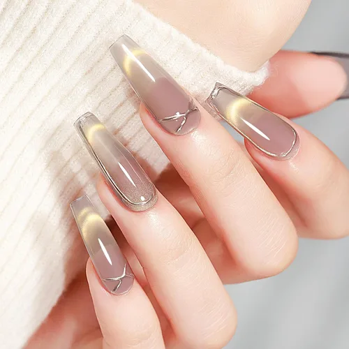 Miniatura 4 de MIZHSE Esmalte de uñas de gel de ojo de gato gris, esmalte de gel magnético de vidrio efecto amanecer, efecto de gatito de cristal con barra