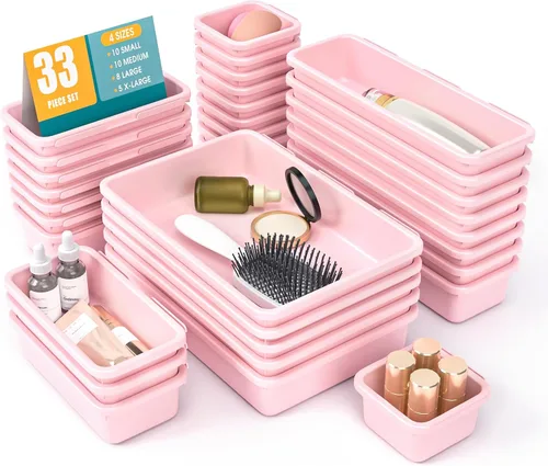 Miniatura 11 de Juego de 6 organizadores de cajones, organizador divisor de cajones de maquillaje de 3 tamaños con almohadillas antideslizantes, contenedores