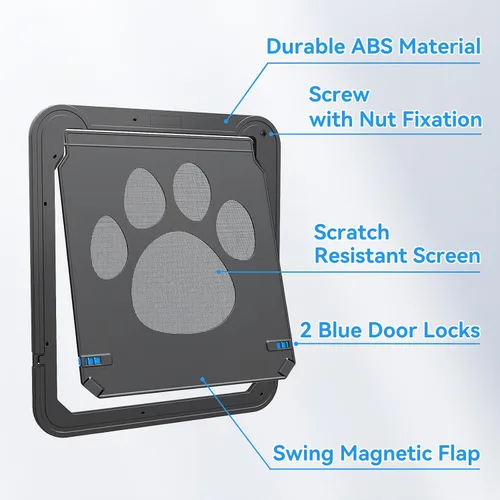 Miniatura 4 de NAMSAN Puerta mosquitera para gatos, apertura de solapa de 8 x 10 pulgadas, puerta de gato para puerta mosquitera, puerta magnética de cierre