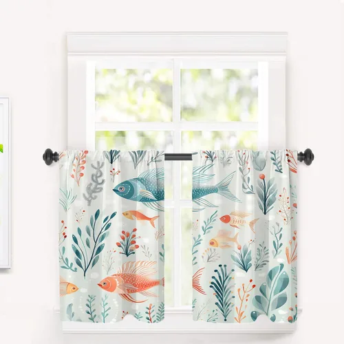 Miniatura 144 de Cortinas opacas de poliéster multicapa para cafetería, con diseño de diamantes, 2 unidades, 26 x 24 pulgadas