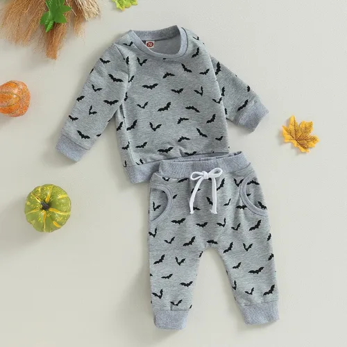 Miniatura 59 de YINGISFITM Conjunto de camisa de calabaza de Halloween para bebé, niña, niño, sudadera y pantalones para otoño e invierno
