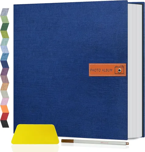Miniatura 39 de Popotop Álbum de fotos grande autoadhesivo 4x6 5x7 8x10, álbum de recortes DIY, libro de fotos, regalos para mamá, familia, bebé y boda, con Azul