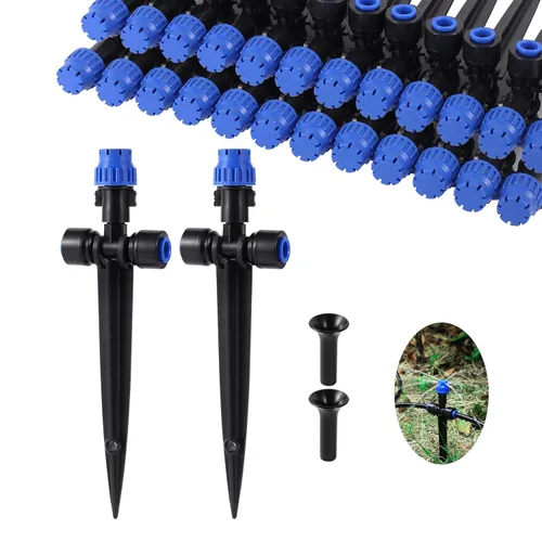 Miniatura 9 de Emisores de riego por goteo con goteros ajustables de flujo de agua de 360 grados, rociador de atomización para tubería de 1/4 de pulgada, rociador