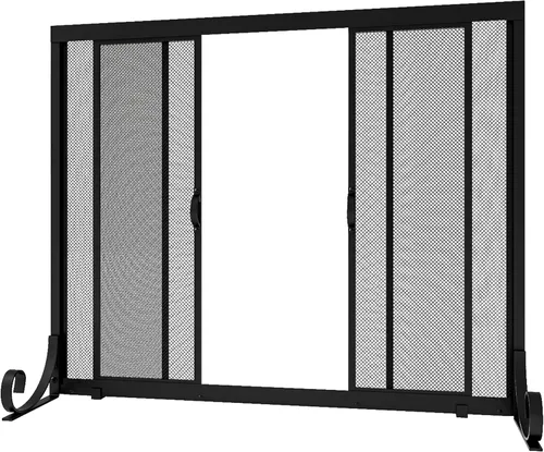 Miniatura 8 de Fire Beauty Pantalla para chimenea, malla de hierro forjado, protector de chispas seguro para bebés con 2 puertas grandes pantallas planas