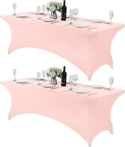 Miniatura 137 de Mantel de elastano para mesas de 4, 6 u 8 pies, mantel elástico universal ajustable para fiestas, banquetes, bodas y eventos - Verde manzana
