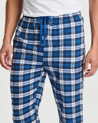 Miniatura 4 de Paquete de 3 Pantalones de pijama para hombre Pantalones de franela de algodón de punto Bragueta de botón (disponible en tallas grandes y altas)