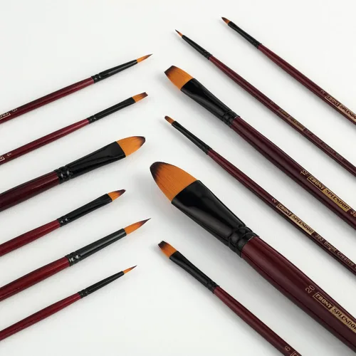 Miniatura 5 de Creative Mark Ebony Splendor - Brocha sintética de mango corto para pintura de marta sintética, Rigger # 2, pelo multifilamento Teijin, pinceles