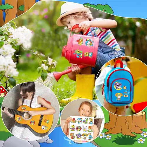 Miniatura 7 de ACSAUMMY Kits de Pegatinas de Pintura de Arte de Diamante para Niños, 36 piezas de Lindas Pegatinas de Pintura de Arte de Diamante 5D Pegatinas